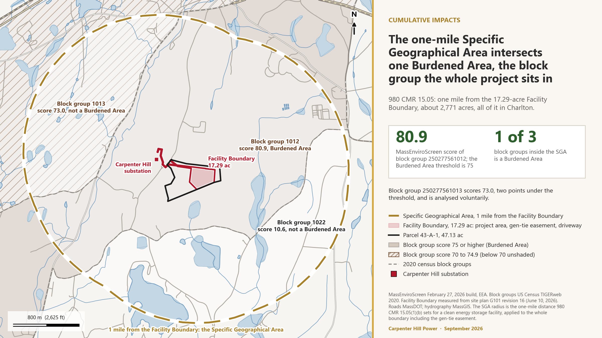 Map showing the Specific Geographical Area and the Burdened Area block group it intersects